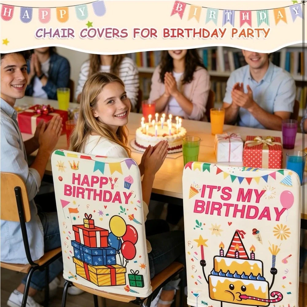 Happy Birthday Disposable Chair Back Covers - Pink Celebration Design